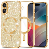 Husa de protectie Techsuit Luxury Glitter MagSafe compatibil cu iPhone 17, Auriu