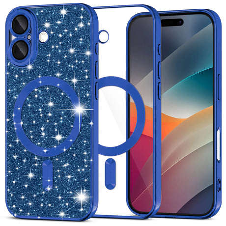 Husa de protectie Techsuit Luxury Glitter MagSafe compatibil cu iPhone 17, Albastru Inchis
