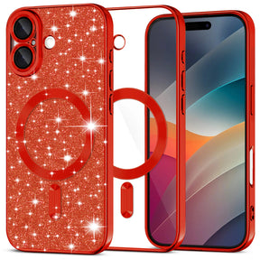 Husa de protectie Techsuit Luxury Glitter MagSafe compatibil cu iPhone 17, Rosu