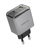 Incarcator Borofone Lena (BN20), Dual Port, USB-C + USB-A, PD35W, QC3.0, Flame-Retardant PC, 5V/3A, Metal Gray