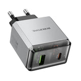 Incarcator Borofone Lena (BN20), Dual Port, USB-C + USB-A, PD35W, QC3.0, Flame-Retardant PC, 5V/3A, Metal Gray