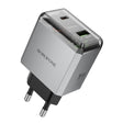 Incarcator Borofone Lena (BN20), Dual Port, USB-C + USB-A, PD35W, QC3.0, Flame-Retardant PC, 5V/3A, Metal Gray