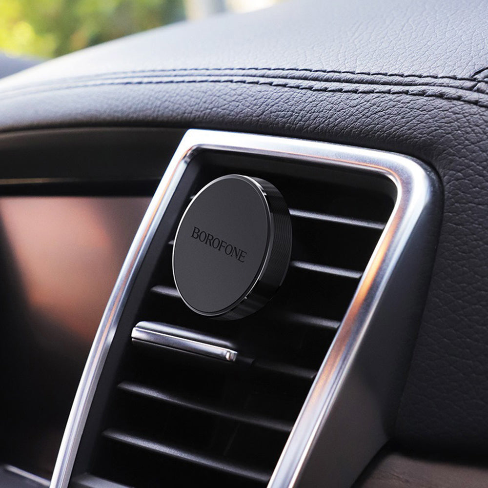 Suport Borofone Air (BH8), for Air Vent, Magnetic, Aluminum Alloy + Silicone, Negru