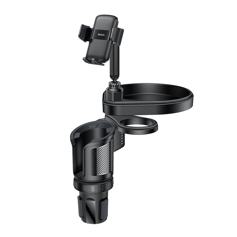 Suport Yesido 4in1 (C274), Cup Storage, Phone Mount and Sundries Storage, 720° Adjustable Angle, 4.7-7.2", Negru