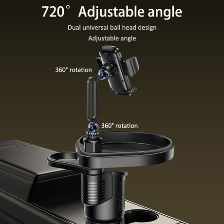 Suport Yesido 4in1 (C274), Cup Storage, Phone Mount and Sundries Storage, 720° Adjustable Angle, 4.7-7.2", Negru