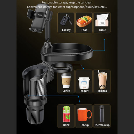 Suport Yesido 4in1 (C274), Cup Storage, Phone Mount and Sundries Storage, 720° Adjustable Angle, 4.7-7.2", Negru
