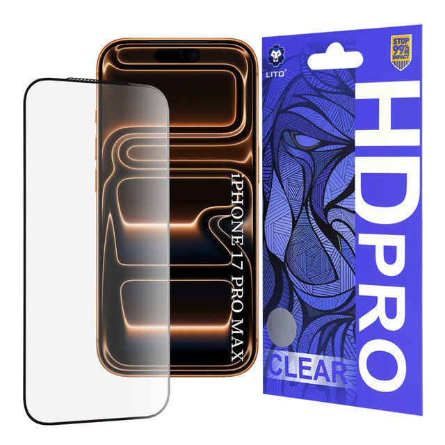 Folie de protectie Lito HD Pro Clear compatibil cu iPhone 17 Pro Max, Negru