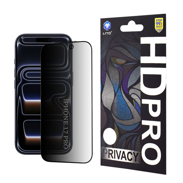 Folie de protectie Lito HD Pro Privacy compatibil cu iPhone 17 Pro, Negru
