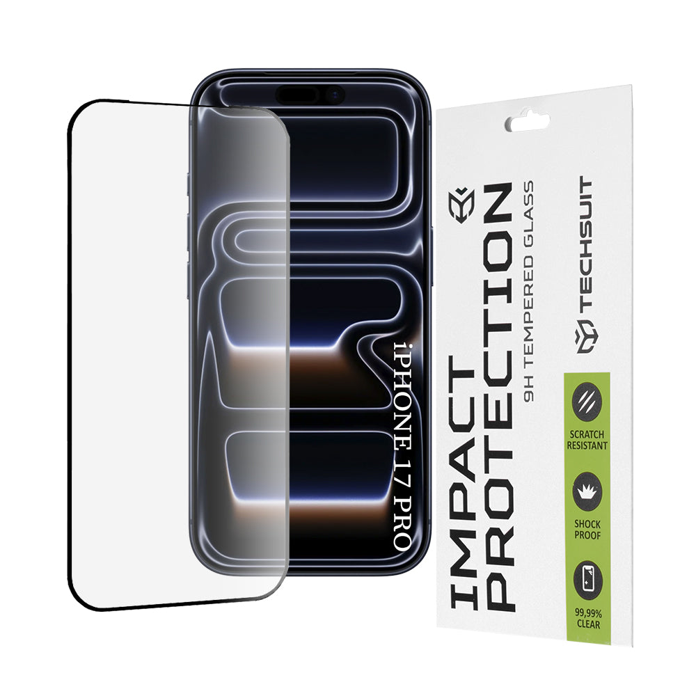 Folie de protectie Techsuit 111D Full Cover / Full Glue Glass compatibil cu iPhone 17 Pro, Negru