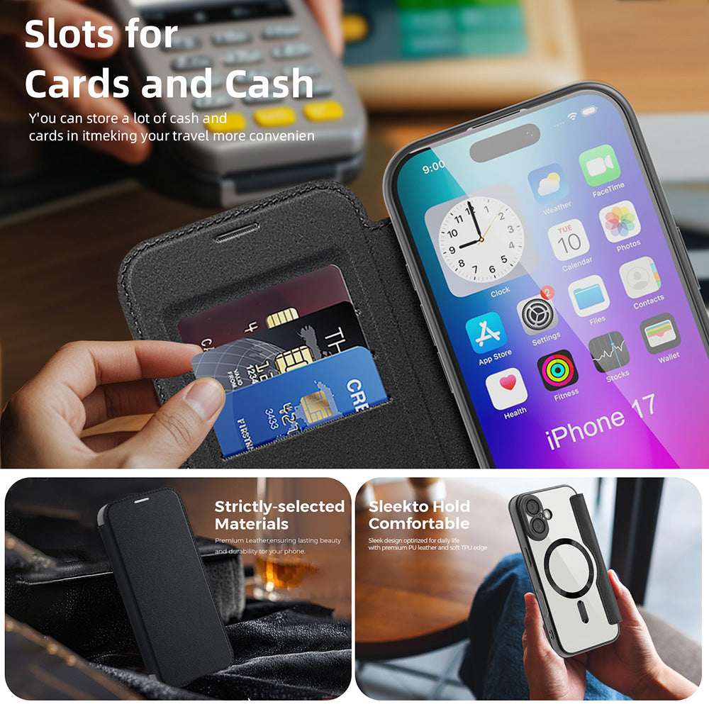 Husa de protectie Techsuit SmartMag Book compatibil cu iPhone 17, Albastru