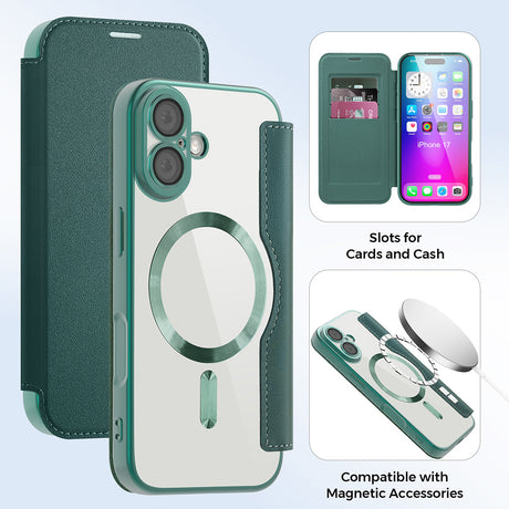 Husa de protectie Techsuit SmartMag Book compatibil cu iPhone 17, Verde
