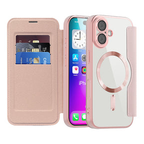 Husa de protectie Techsuit SmartMag Book compatibil cu iPhone 17, Roz