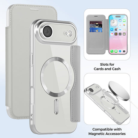 Husa de protectie Techsuit SmartMag Book compatibil cu iPhone 17 Air, Gri