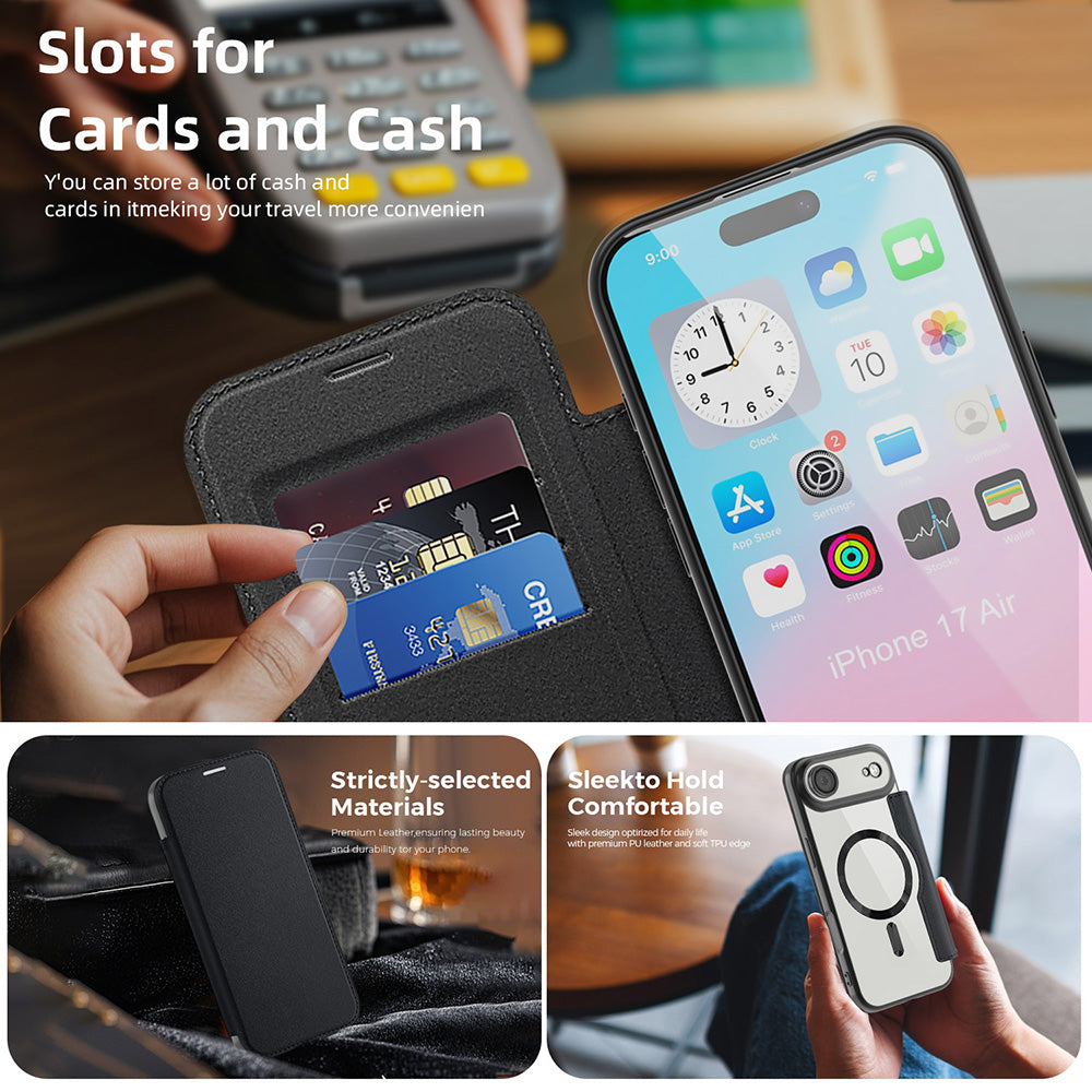 Husa de protectie Techsuit SmartMag Book compatibil cu iPhone 17 Air, Albastru