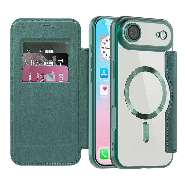 Husa de protectie Techsuit SmartMag Book compatibil cu iPhone 17 Air, Verde