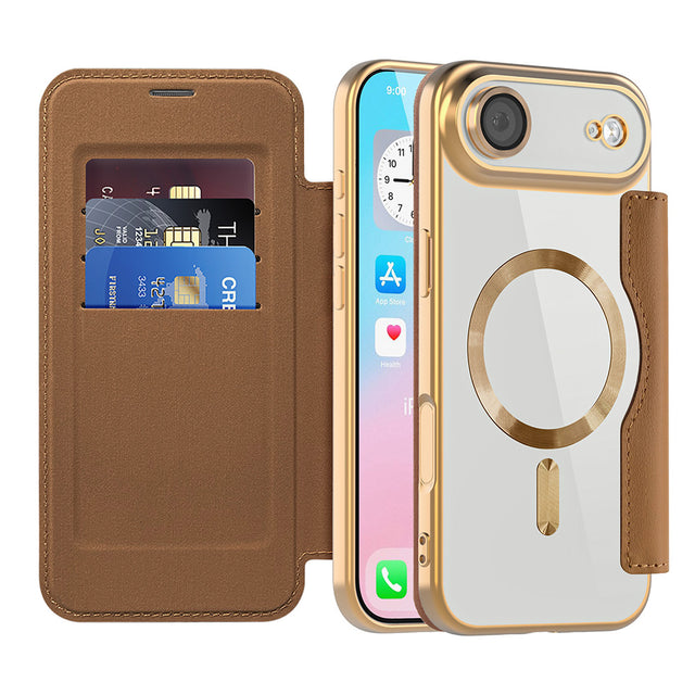 Husa de protectie Techsuit SmartMag Book compatibil cu iPhone 17 Air, Maro