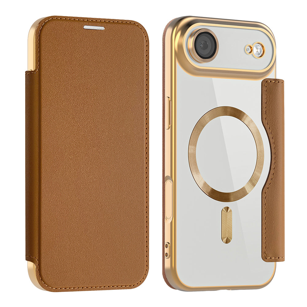 Husa de protectie Techsuit SmartMag Book compatibil cu iPhone 17 Air, Maro