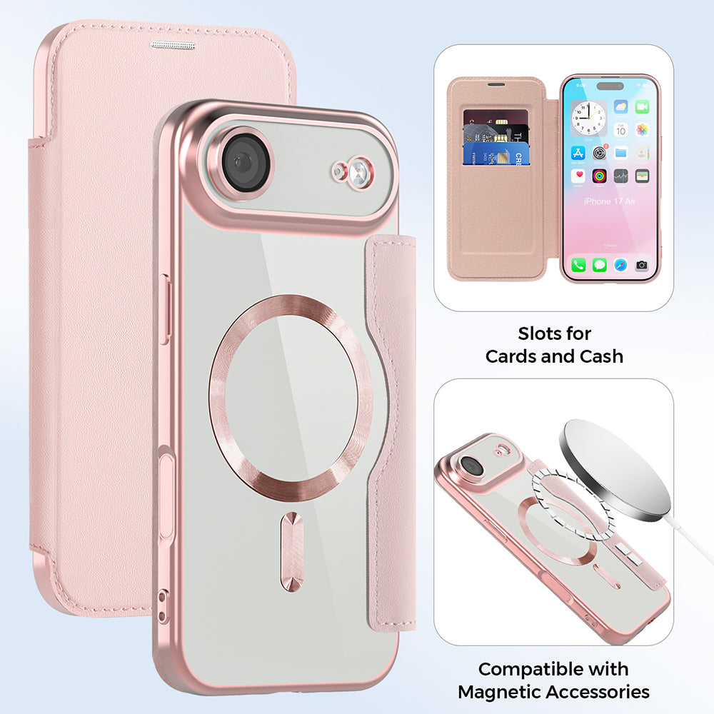 Husa de protectie Techsuit SmartMag Book compatibil cu iPhone 17 Air, Roz