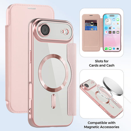 Husa de protectie Techsuit SmartMag Book compatibil cu iPhone 17 Air, Roz