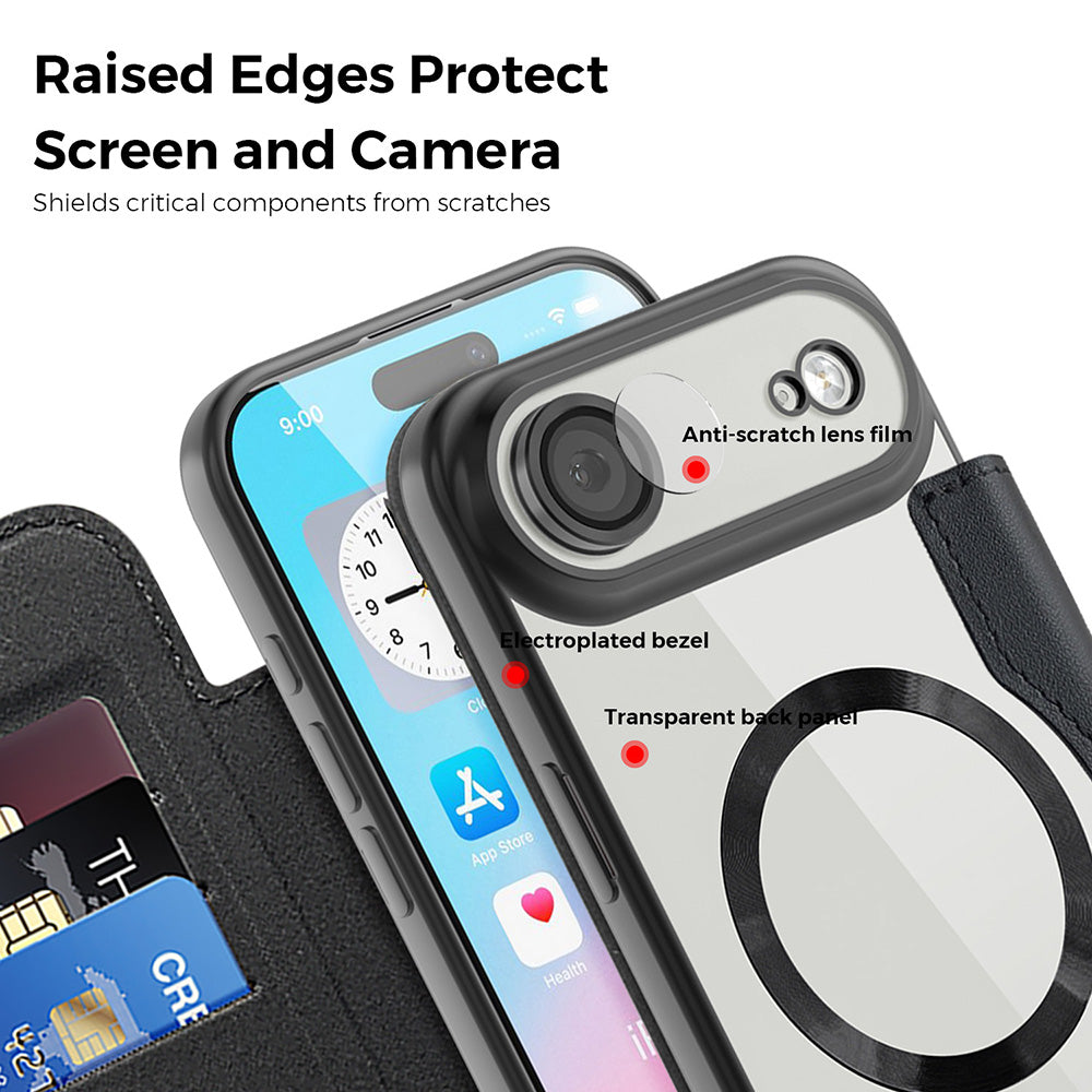 Husa de protectie Techsuit SmartMag Book compatibil cu iPhone 17 Air, Negru