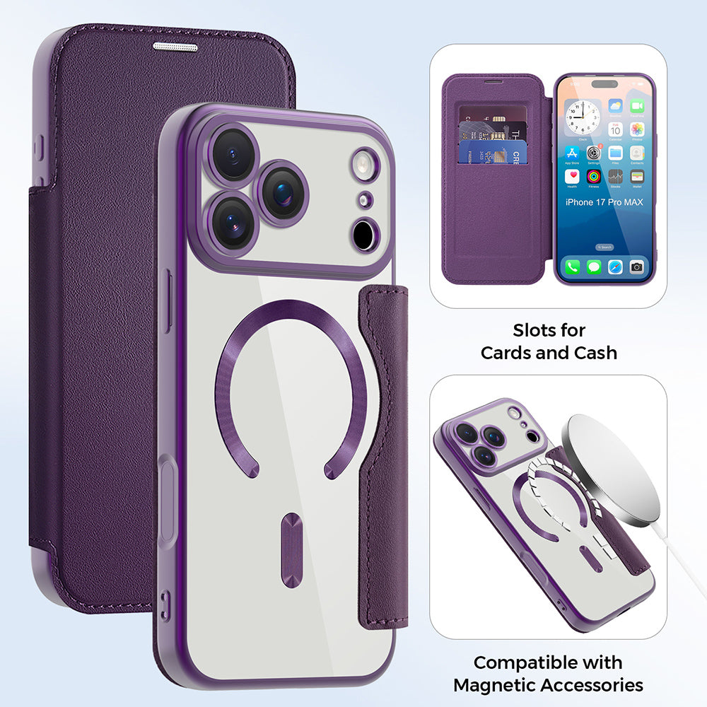 Husa de protectie Techsuit SmartMag Book compatibil cu iPhone 17 Pro, Mov