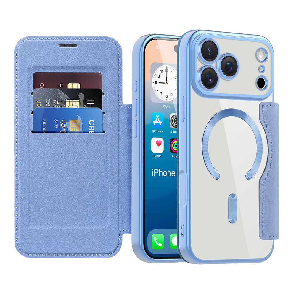 Husa de protectie Techsuit SmartMag Book compatibil cu iPhone 17 Pro, Albastru Deschis