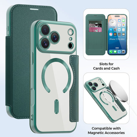 Husa de protectie Techsuit SmartMag Book compatibil cu iPhone 17 Pro, Verde