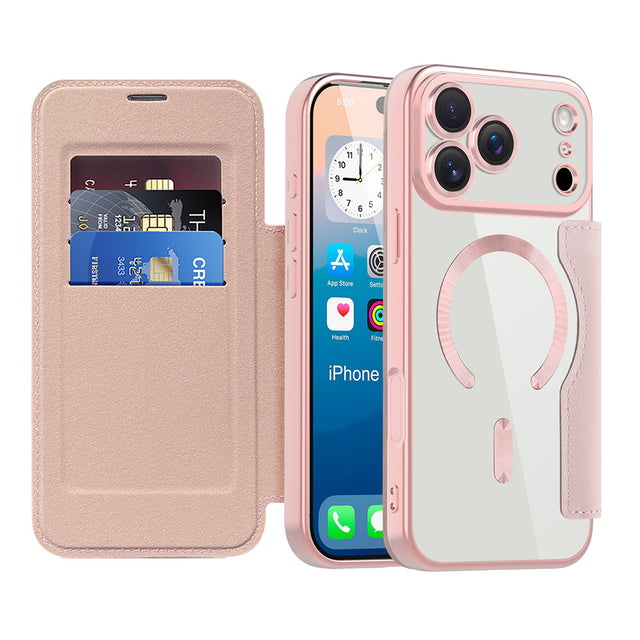 Husa de protectie Techsuit SmartMag Book compatibil cu iPhone 17 Pro, Roz