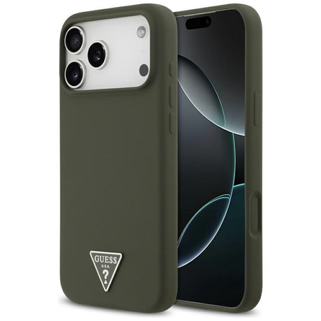 Husa de protectie Guess Silicone Triangle Logo MagSafe (GUHMP17XSCTRLMA) compatibil cu iPhone 17 Pro Max, Kaki