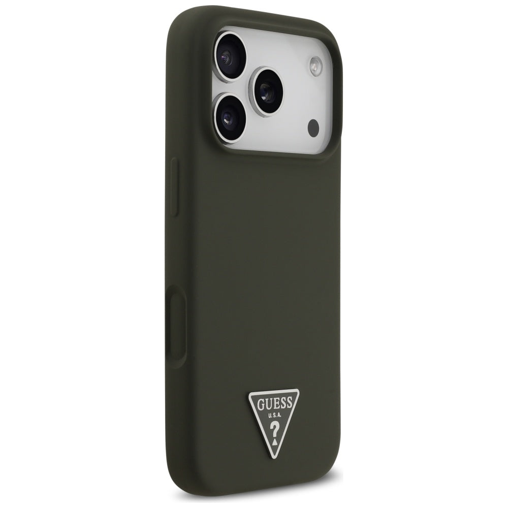 Husa de protectie Guess Silicone Triangle Logo MagSafe (GUHMP17LSCTRLMA) compatibil cu iPhone 17 Pro, Kaki