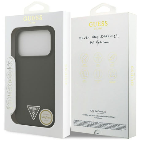 Husa de protectie Guess Silicone Triangle Logo MagSafe (GUHMP17LSCTRLMA) compatibil cu iPhone 17 Pro, Kaki