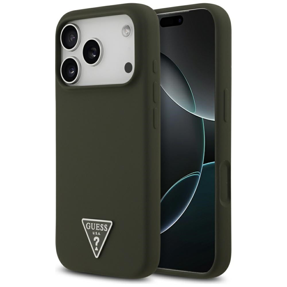 Husa de protectie Guess Silicone Triangle Logo MagSafe (GUHMP17LSCTRLMA) compatibil cu iPhone 17 Pro, Kaki