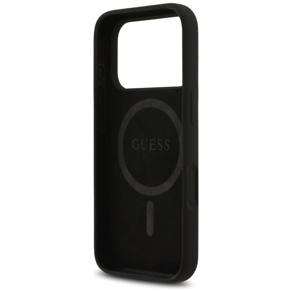 Husa de protectie Guess Silicone Triangle Logo MagSafe (GUHMP17XSCTRLMK) compatibil cu iPhone 17 Pro Max, Negru