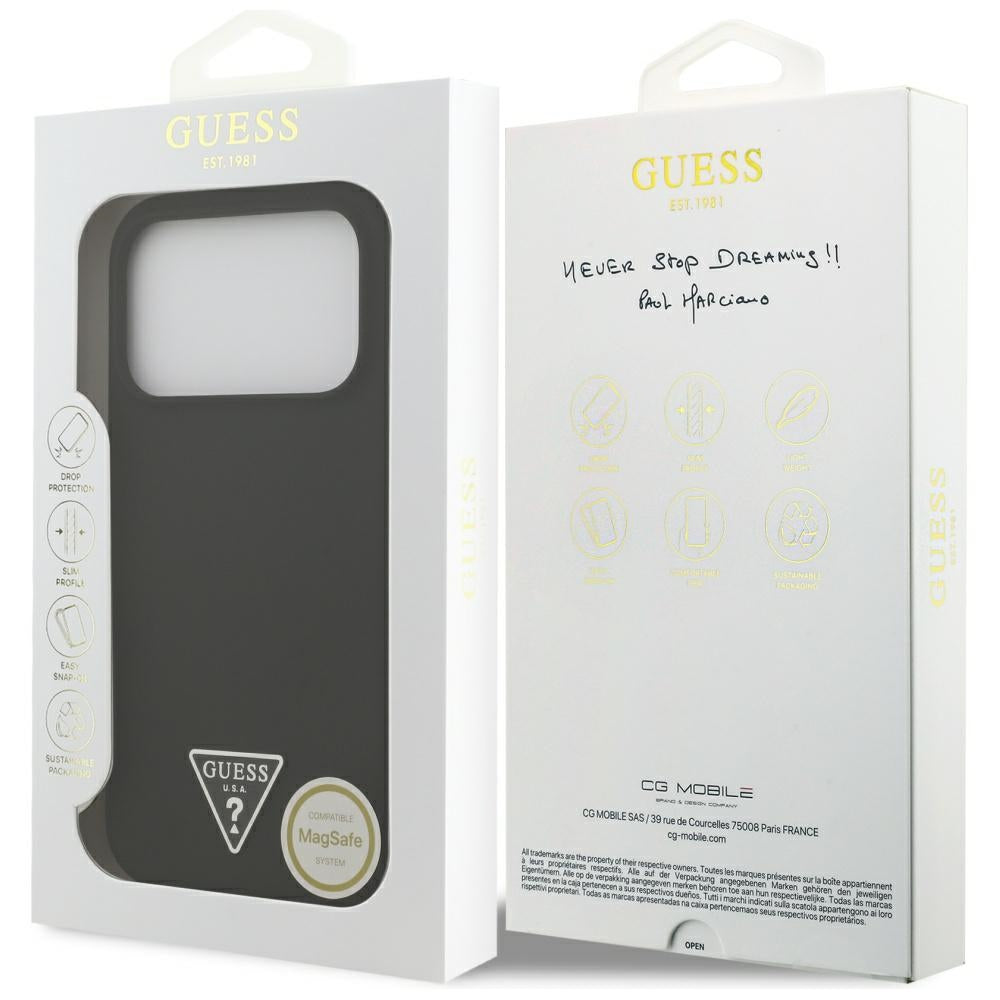 Husa de protectie Guess Silicone Triangle Logo MagSafe (GUHMP17XSCTRLMK) compatibil cu iPhone 17 Pro Max, Negru