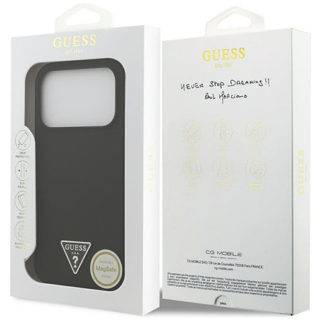 Husa de protectie Guess Silicone Triangle Logo MagSafe (GUHMP17LSCTRLMK) compatibil cu iPhone 17 Pro, Negru