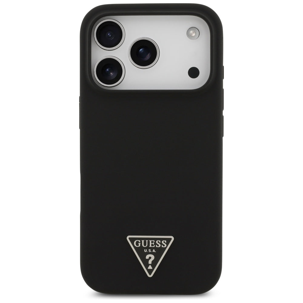 Husa de protectie Guess Silicone Triangle Logo MagSafe (GUHMP17LSCTRLMK) compatibil cu iPhone 17 Pro, Negru
