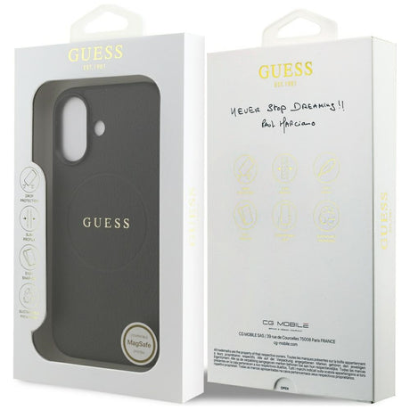 Husa de protectie Guess Grained Gold Ring MagSafe (GUHMP17SPGHSMMK) compatibil cu iPhone 17, Negru