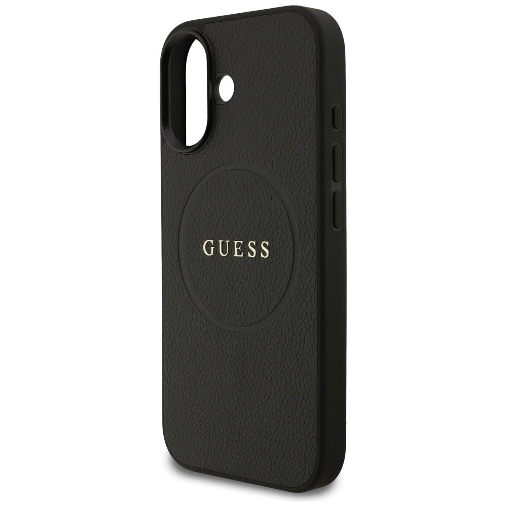 Husa de protectie Guess Grained Gold Ring MagSafe (GUHMP17SPGHSMMK) compatibil cu iPhone 17, Negru
