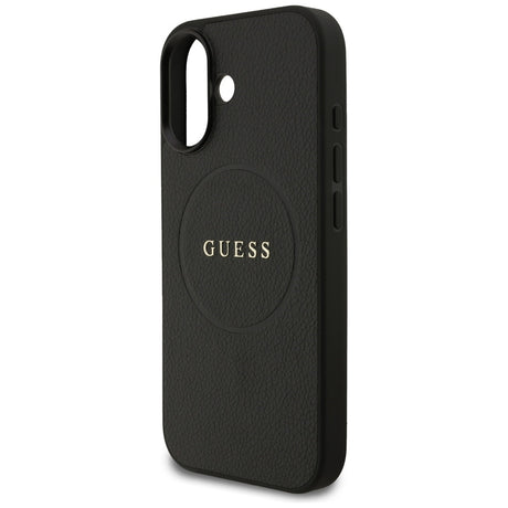 Husa de protectie Guess Grained Gold Ring MagSafe (GUHMP17SPGHSMMK) compatibil cu iPhone 17, Negru