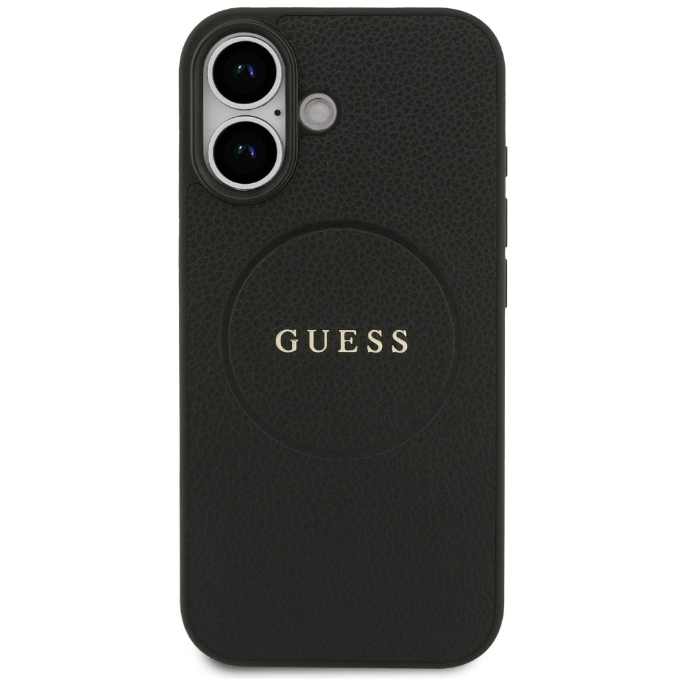 Husa de protectie Guess Grained Gold Ring MagSafe (GUHMP17SPGHSMMK) compatibil cu iPhone 17, Negru