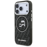 Husa de protectie Karl Lagerfeld Glitter MagSafe (KLHMP17LHMKBKCHOK) compatibil cu iPhone 17 Pro, Negru Karl&Choupette Head