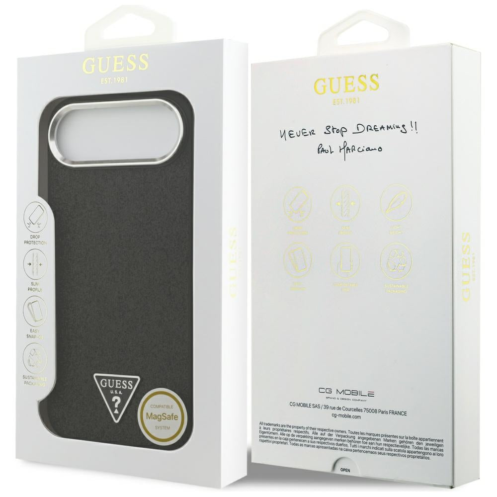 Husa de protectie Guess Glitter Triangle Logo MagSafe (GUHMP17MPFGTSCMK) compatibil cu iPhone 17 Air, Negru