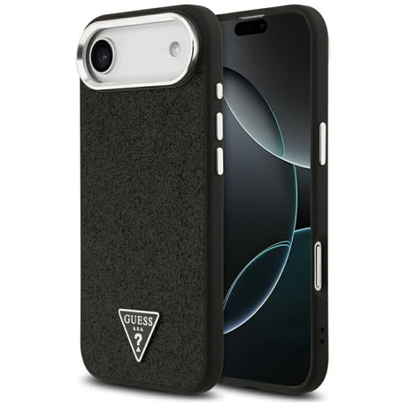 Husa de protectie Guess Glitter Triangle Logo MagSafe (GUHMP17MPFGTSCMK) compatibil cu iPhone 17 Air, Negru