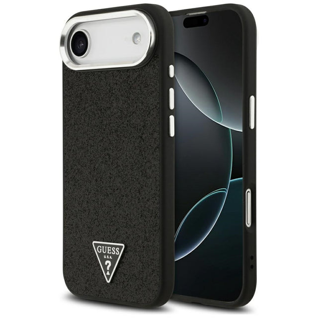Husa de protectie Guess Glitter Triangle Logo MagSafe (GUHMP17MPFGTSCMK) compatibil cu iPhone 17 Air, Negru
