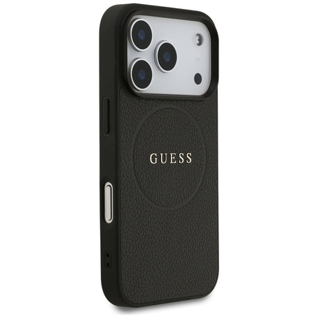 Husa de protectie Guess Grained Gold Ring MagSafe (GUHMP17LPGHSMMK) compatibil cu iPhone 17 Pro, Negru