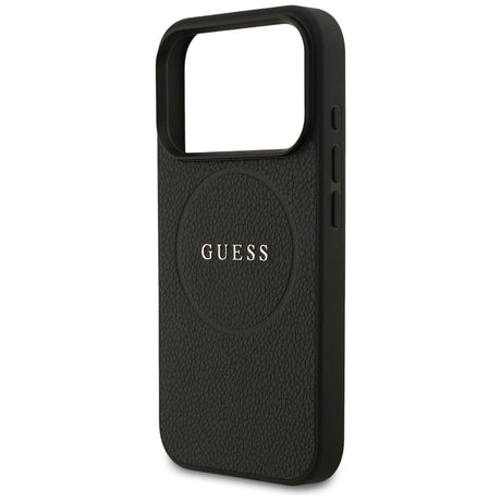 Husa de protectie Guess Grained Gold Ring MagSafe (GUHMP17LPGHSMMK) compatibil cu iPhone 17 Pro, Negru