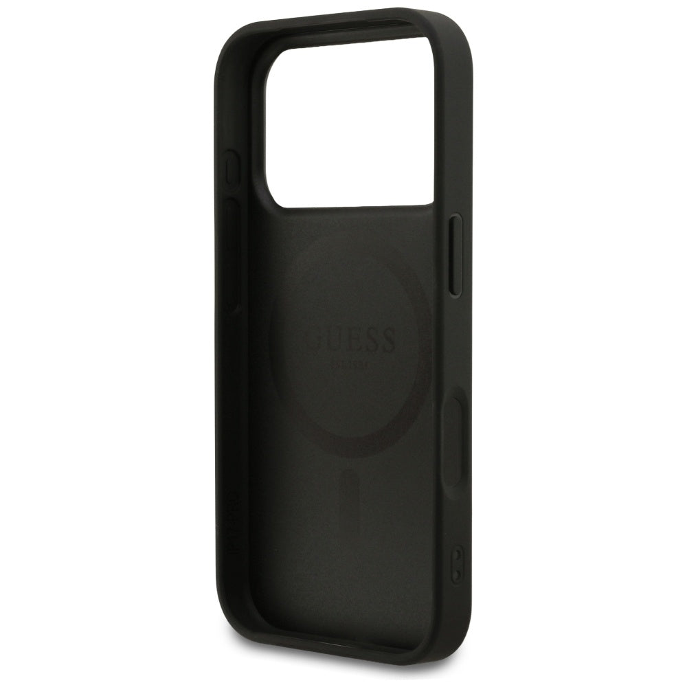 Husa de protectie Guess Grained Gold Ring MagSafe (GUHMP17XPGHSMMK) compatibil cu iPhone 17 Pro Max, Negru