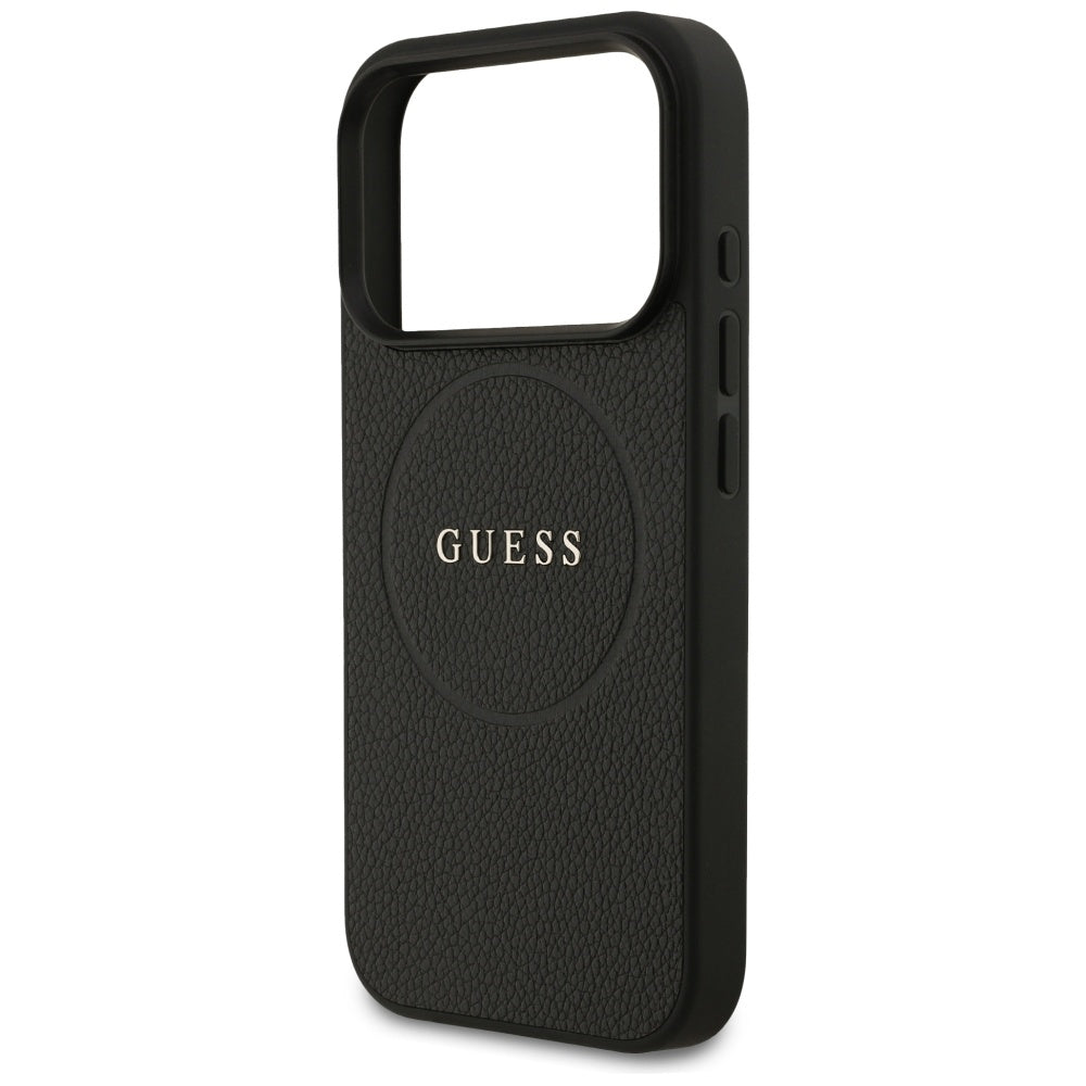 Husa de protectie Guess Grained Gold Ring MagSafe (GUHMP17XPGHSMMK) compatibil cu iPhone 17 Pro Max, Negru