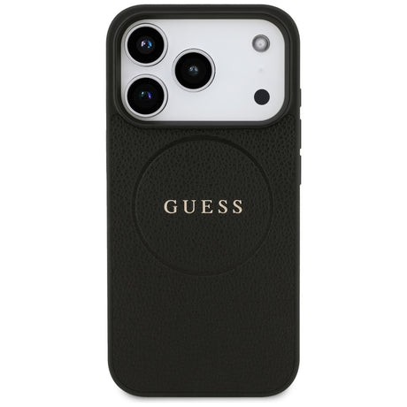 Husa de protectie Guess Grained Gold Ring MagSafe (GUHMP17XPGHSMMK) compatibil cu iPhone 17 Pro Max, Negru
