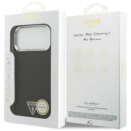 Husa de protectie Guess Glitter Triangle Logo MagSafe (GUHMP17XPFGTSCMK) compatibil cu iPhone 17 Pro Max, Negru